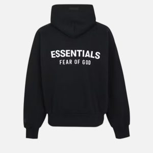 Fear of God Essentials Back Logo Hoodie Black | Fragment Clothing Streetwear