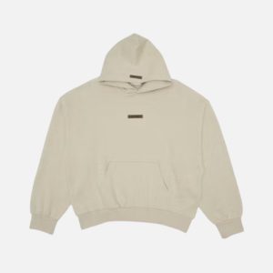 Fear of God Essentials Light Oatmeal Back Logo Hoodie | Fragment Clothing Streetwear