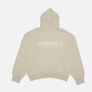 Fear of God Essentials Light Oatmeal Back Logo Hoodie | Fragment Clothing