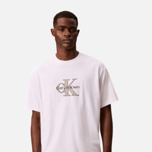Calvin Klein Iconic Monogram Printed Cotton Tee – White | Fragment Clothing