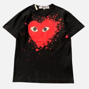 Comme des Garçons PLAY Splatter Heart Tee – Black | Fragment Clothing