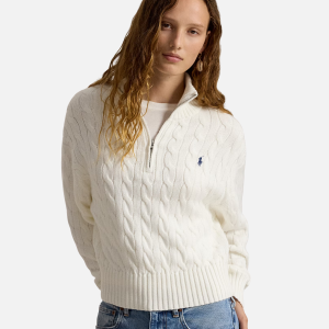 Cable-Knit Cotton Quarter-Zip Jumper White (Copy) | Fragment Clothing
