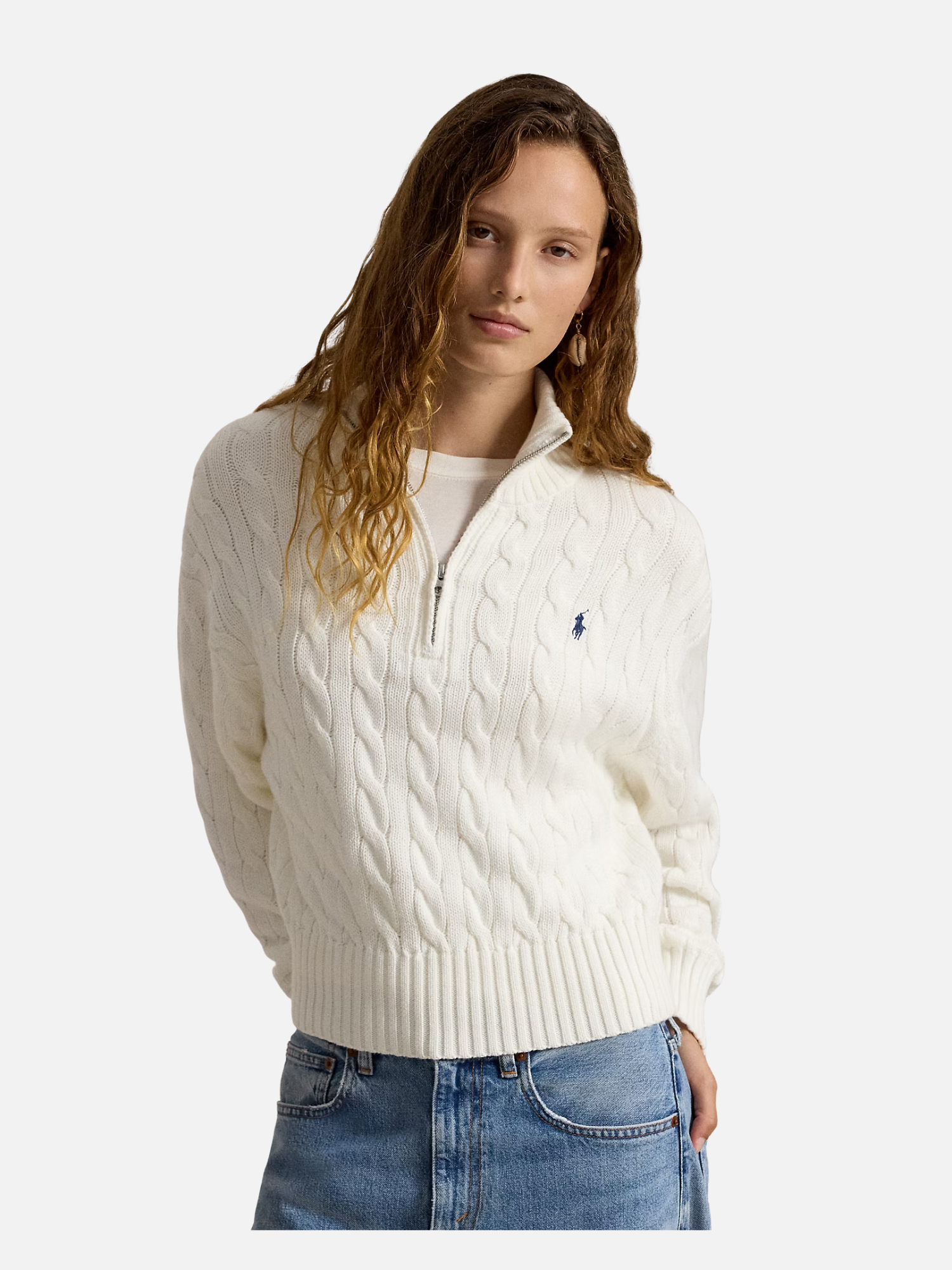 Cable-Knit Cotton Quarter-Zip Jumper White Cable-Knit Cotton Quarter-Zip Jumper White (Copy) | Fragment Clothing