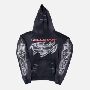 Hellstar Flame Skull Logo Pullover Hoodie - Black | Fragment Clothing Streetwear