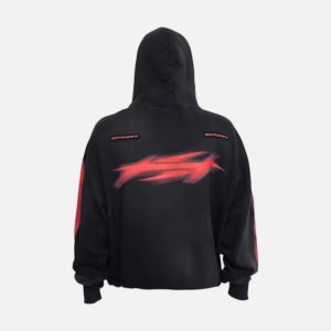 Hellstar Studios Red Flame Sport Hoodie - Black | Fragment Clothing Streetwear - View 2