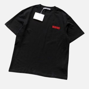 Alexander Wang Small Red Block Logo Black Tee | Fragment Clothing