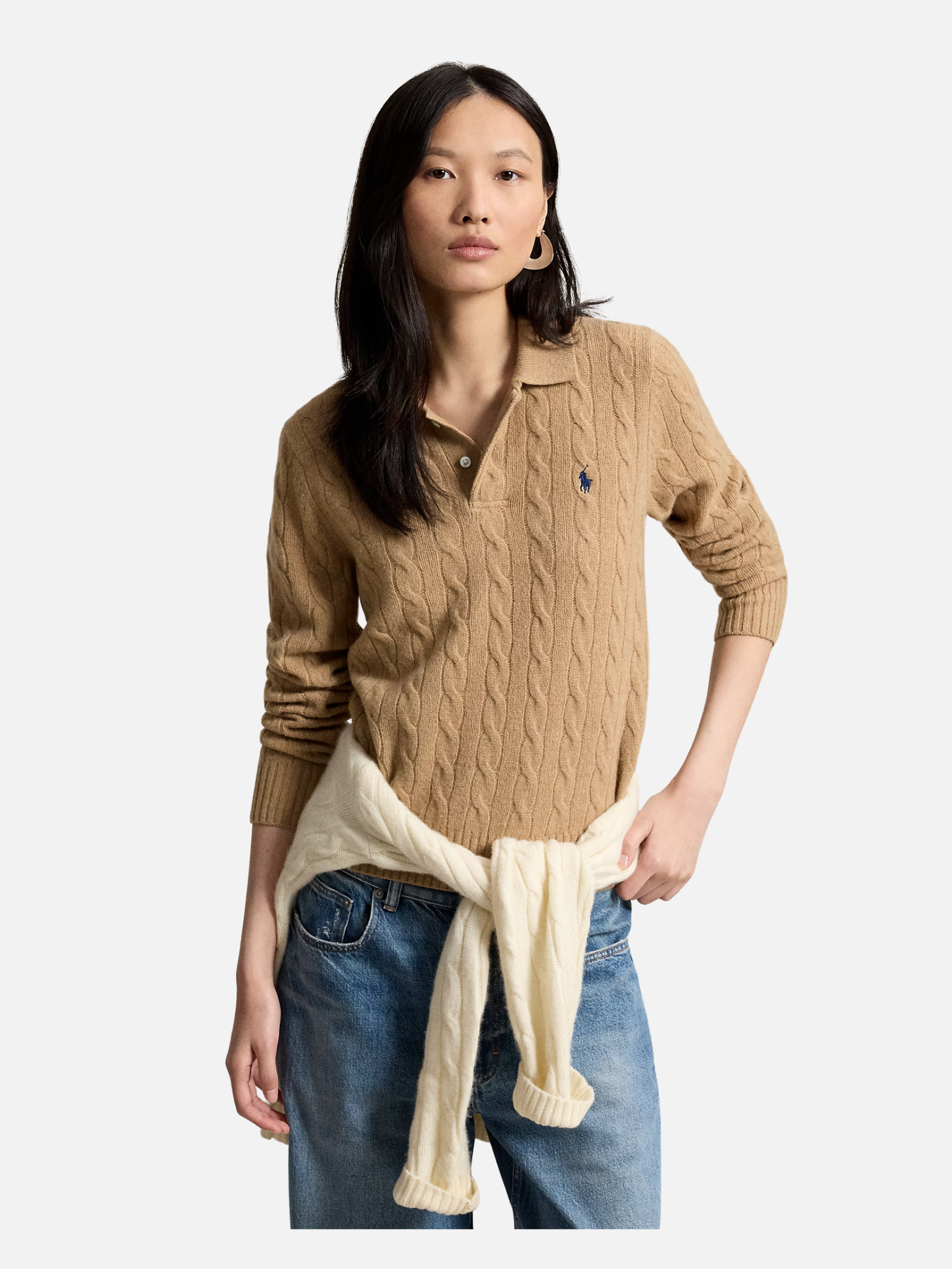 Cable-Knit Wool-Cashmere Polo Jumper Brown Cable-Knit Wool-Cashmere Polo Jumper Brown (Copy) | Fragment Clothing