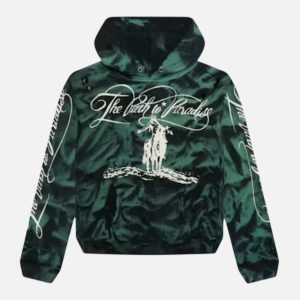 Hellstar Horse Graphic Script Pullover Hoodie Green | Fragment Clothing Streetwear