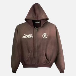 Hellstar Studios Washed Zip-Up Hoodie - Brown | Fragment Clothing Streetwear