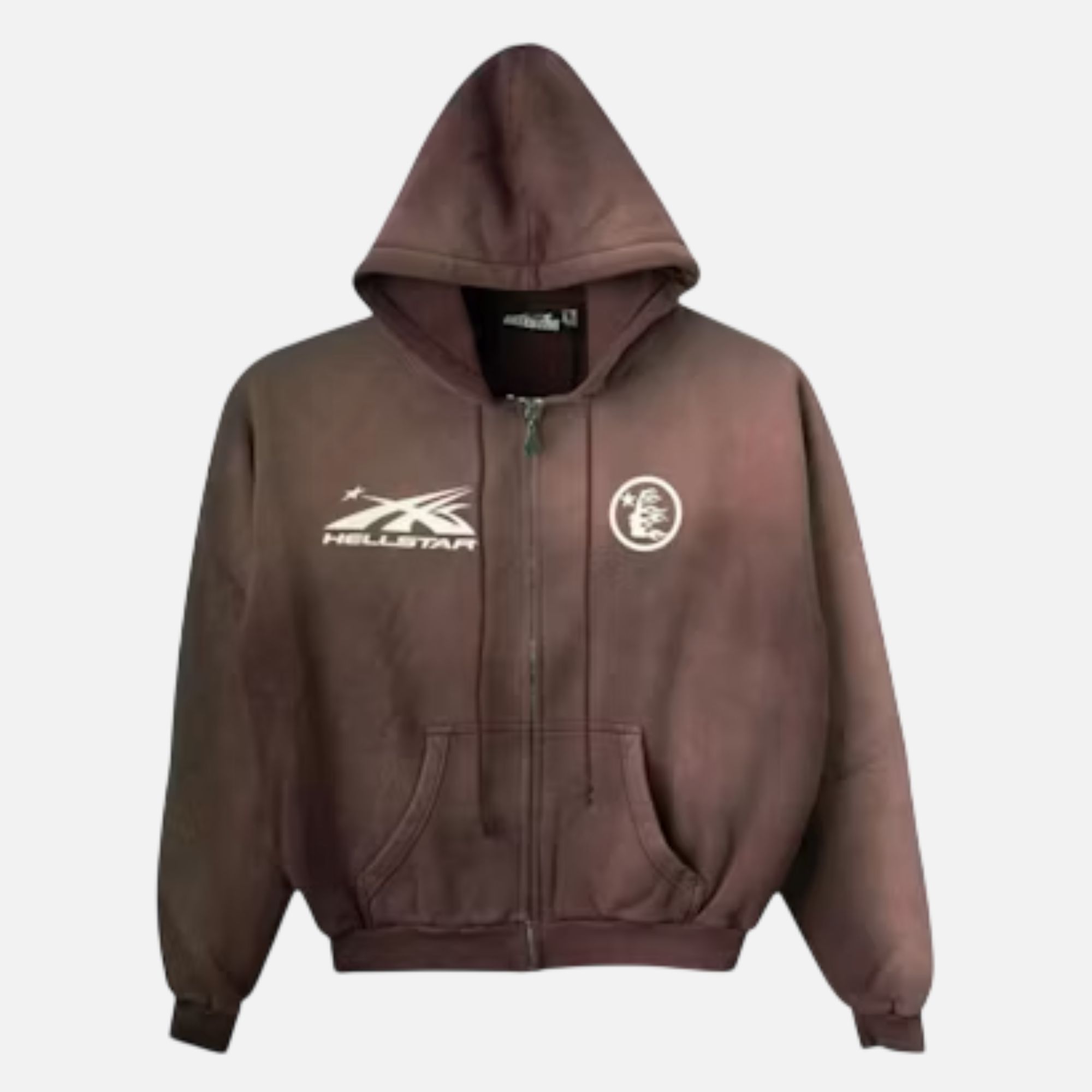 Hellstar Studios Washed Zip-Up Hoodie - Brown Hellstar Studios Washed Zip-Up Hoodie - Brown | Fragment Clothing Streetwear