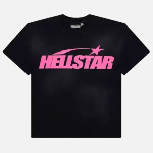 Hellstar Pink Screen-Printed Logo T-Shirt - Black | Fragment Clothing Streetwear