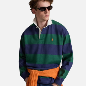 Big Fit Striped Jersey Rugby Shirt Green/Blue (Copy) | Fragment Clothing