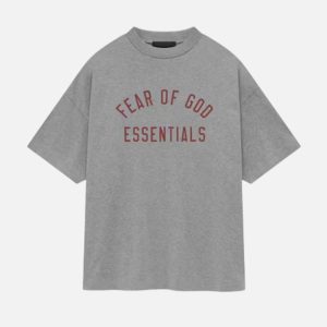 Fear of God Essentials Burgundy Arc Logo Tee Grey | Fragment Clothing Streetwear