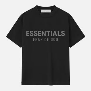 Fear of God Essentials Charcoal Logo Tee Black | Fragment Clothing Streetwear