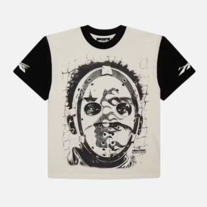 Hellstar Sports Mask Print T-Shirt in Off White | Fragment Clothing Streetwear